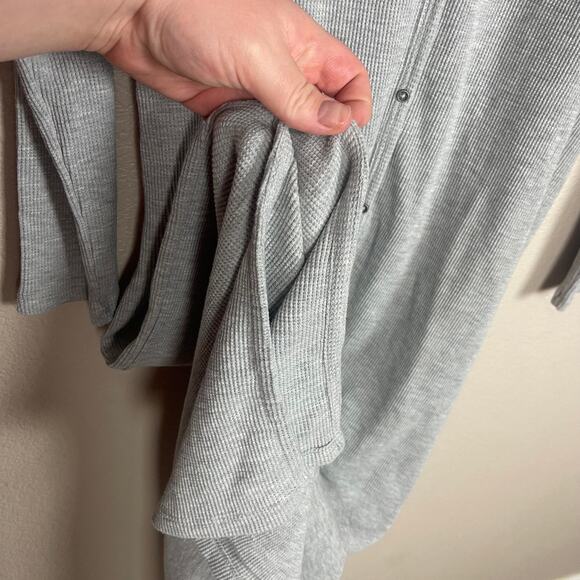 Caslon Ribbed Grey Front Button Knit Organic Cotton Blend Midi Dress Size Small - Picture 5 of 8